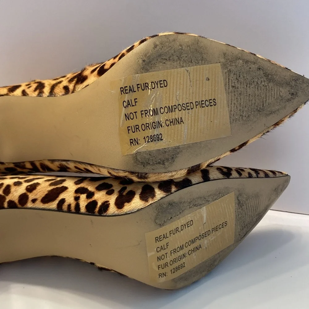 Steve Madden  Women’s Heels, fur dyed leopard print, 4.5 inch heels , Size 10 M - Picture 10 of 14